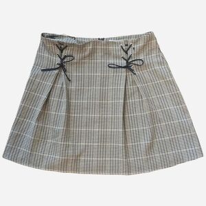 Topshop Mini Tan Plaid Tie Skirt Size 10 #topshop #miniskirt #plaid #bow #ties